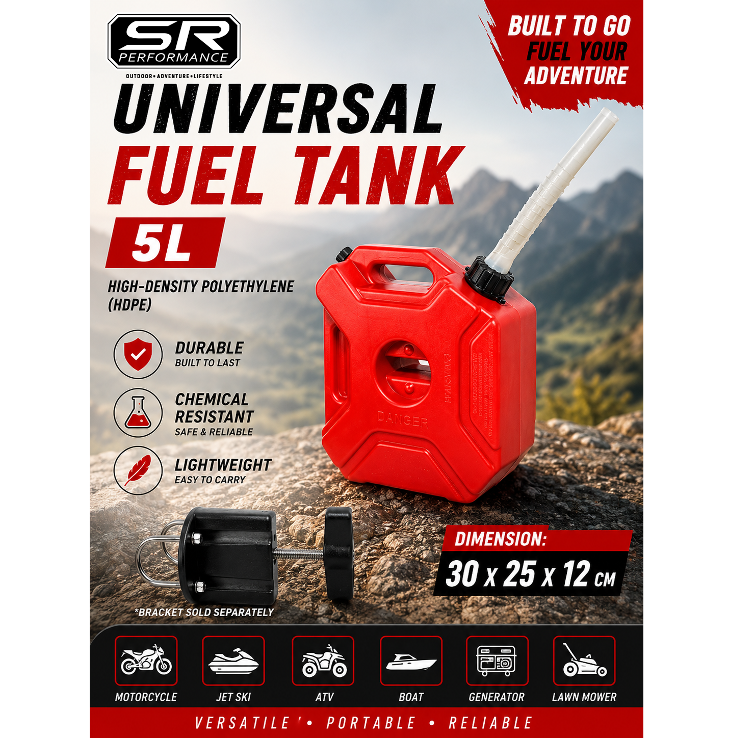 UNIVERSAL FUEL TANK 5L RED
