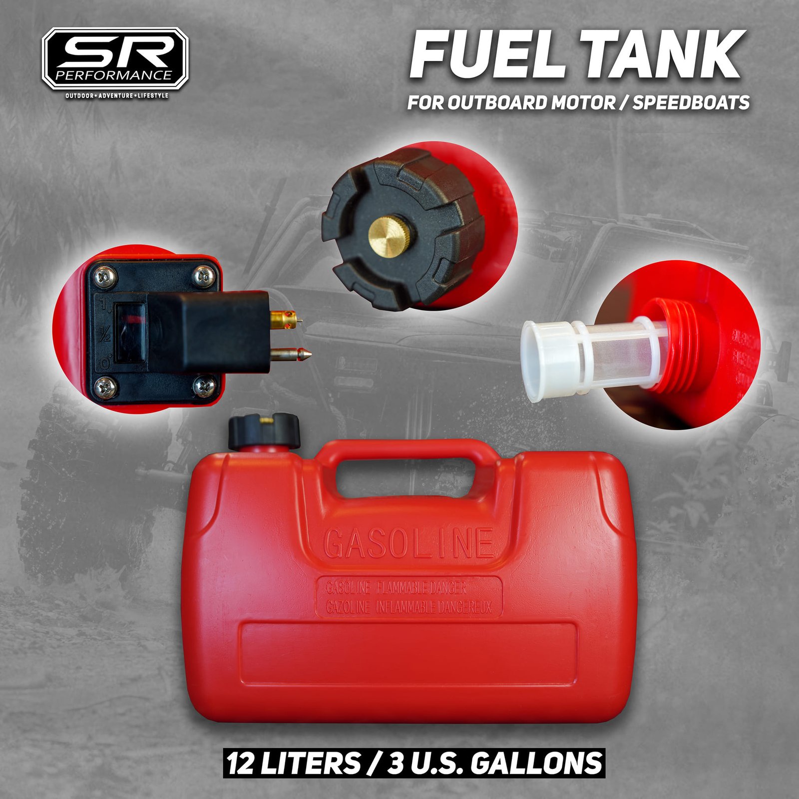 FUEL TANK CADDY AND OUTBOARD MOTOR FUEL TANK 12L