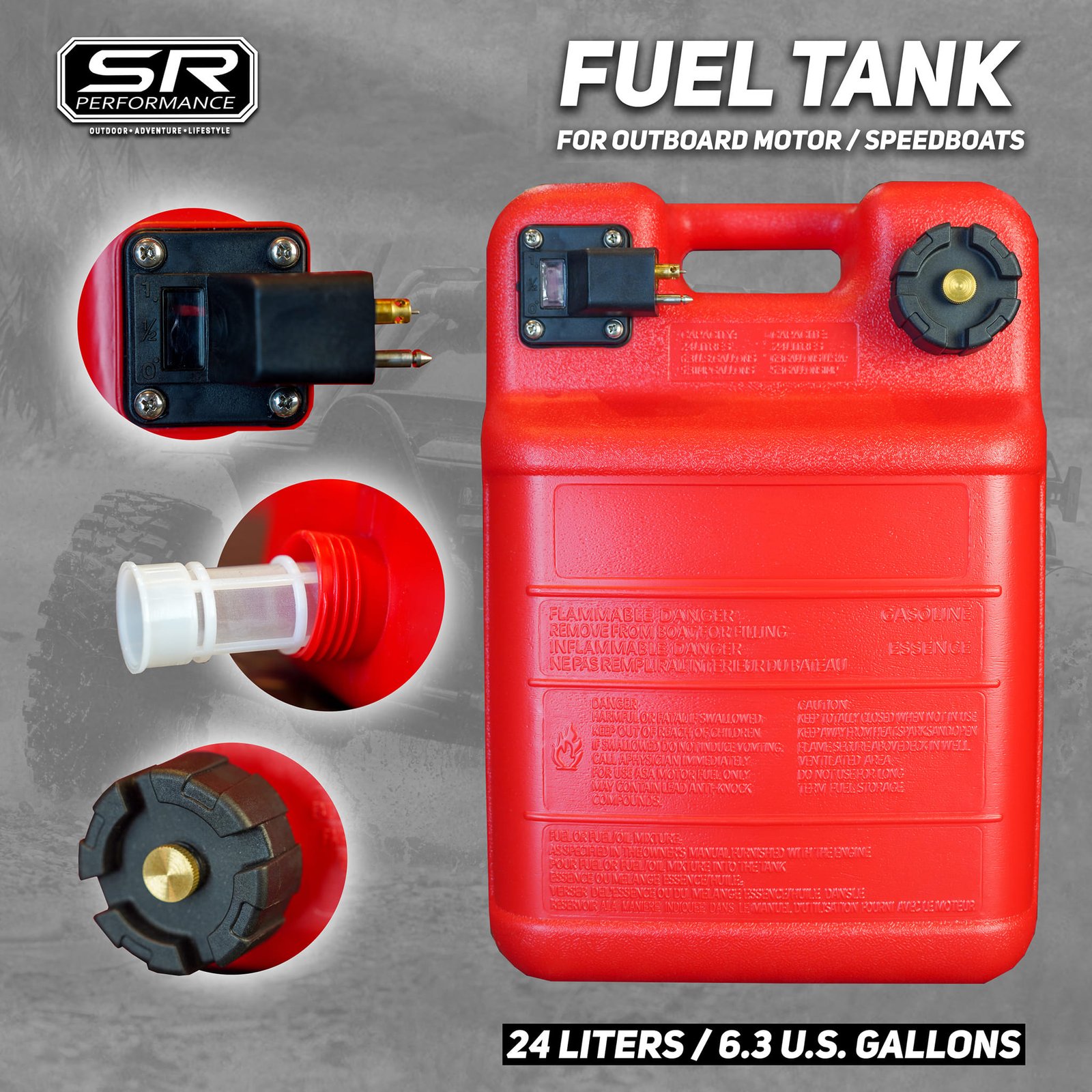 FUEL TANK CADDY AND OUTBOARD MOTOR FUEL TANK 24L