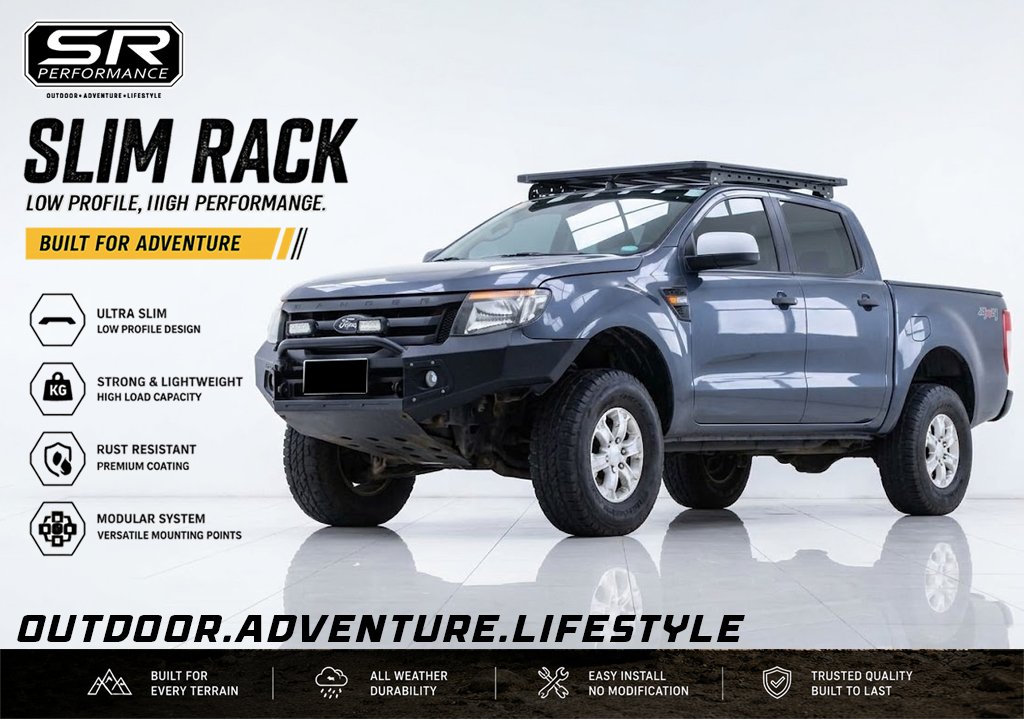 ALUMINUM SLIM RACK SMALL 150X125CM FORD RANGER T6/T7