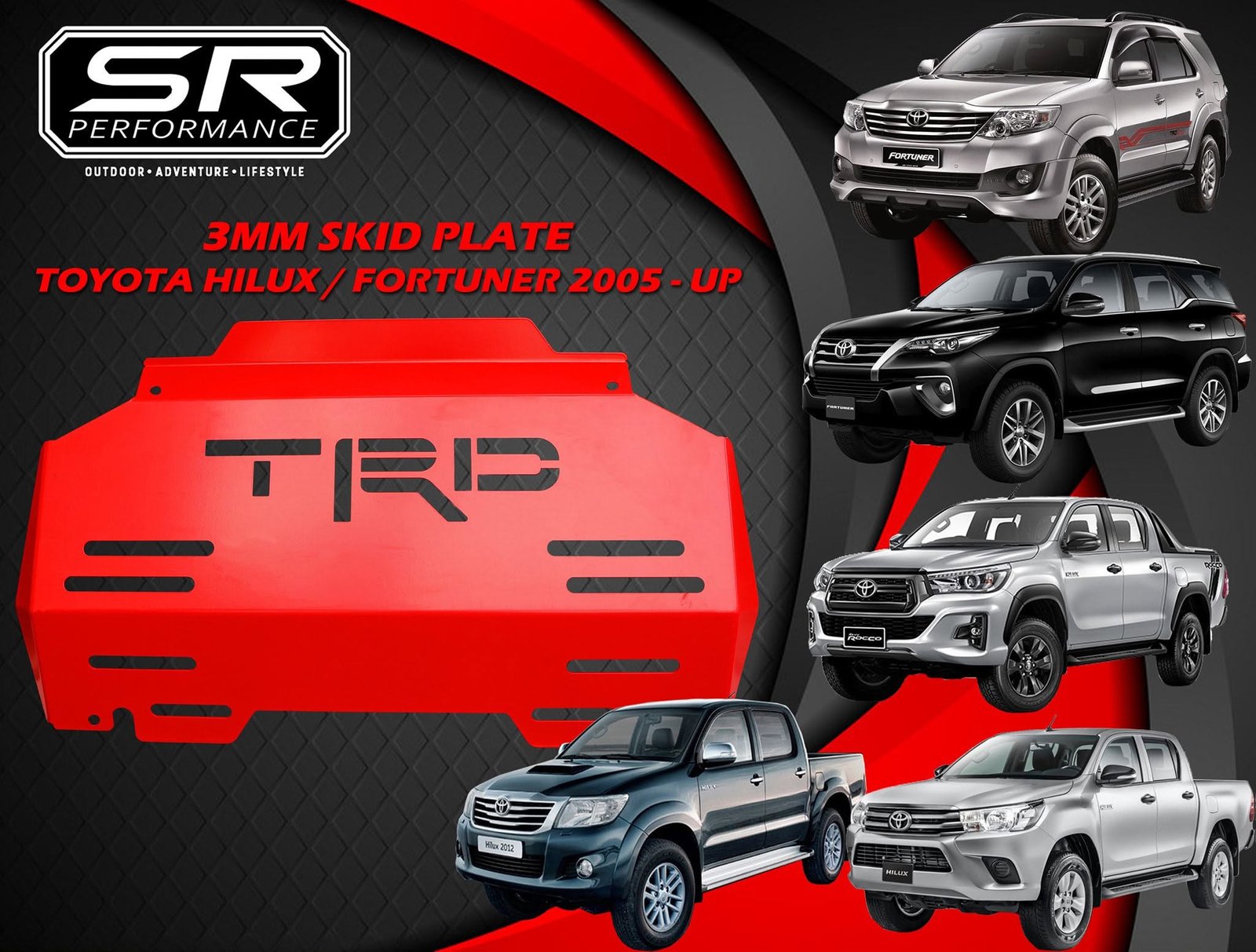3MM SKID PLATE TOYOTA HILUX VIGO / HILUX REVO / FORTUNER OLD / FORTUNER NEW